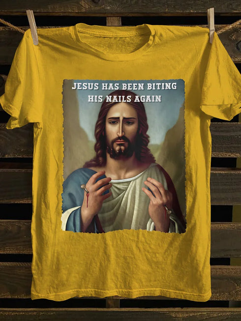 Unisex Jesus Has Been Biting His Nails Again T-shirt