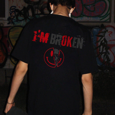 Men's I'm Broken Letters Printed T-shirt