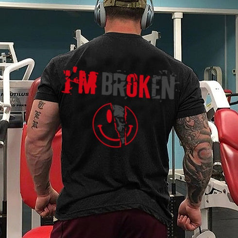Men's I'm Broken Letters Printed T-shirt