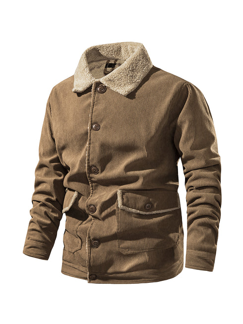 Men's Thickened Lambswool Winter Casual Loose Corduroy Jacket