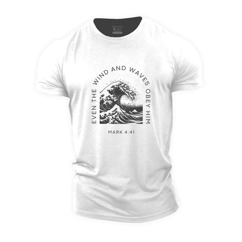 Men's Even The Wind And Wave Obay Him Cotton T-Shirt
