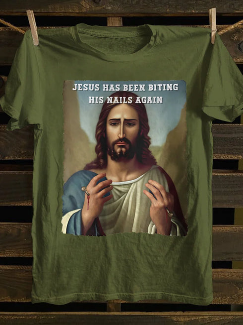 Unisex Jesus Has Been Biting His Nails Again T-shirt