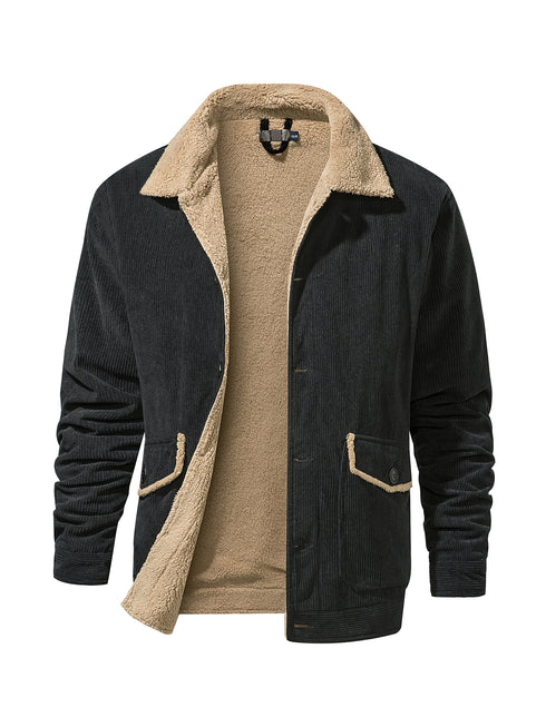 Men's Thickened Lambswool Winter Casual Loose Corduroy Jacket