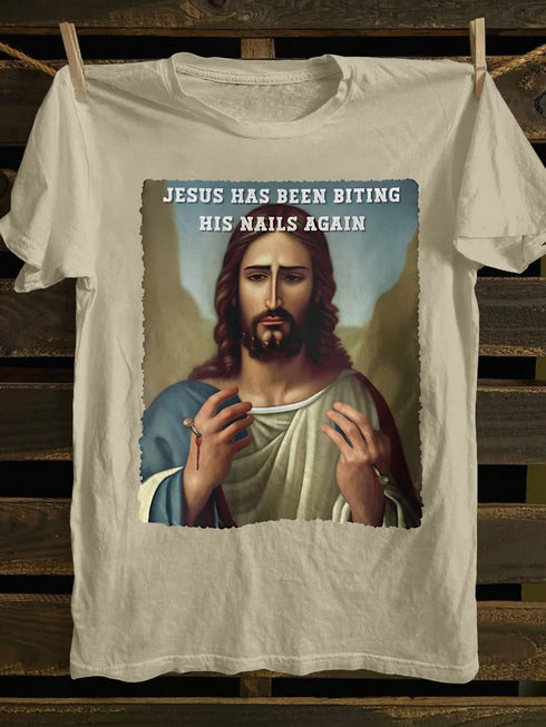 Unisex Jesus Has Been Biting His Nails Again T-shirt