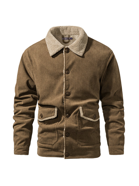 Men's Thickened Lambswool Winter Casual Loose Corduroy Jacket
