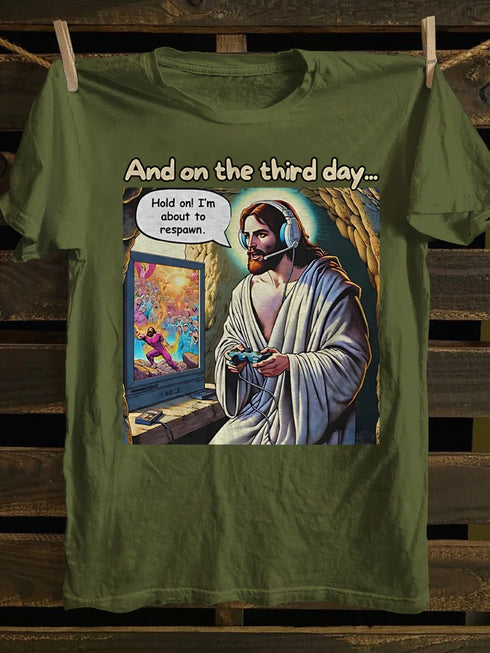 Unisex Funny Jesus is Risen Video Game T-shirt