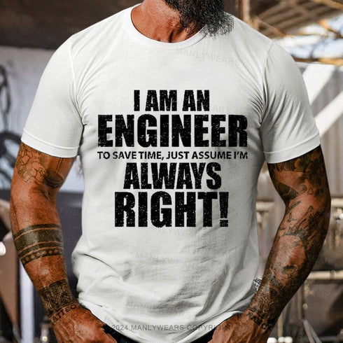 Men's I Am An Engineer To Save Time, Just Assume I'm Always Right T-Shirt