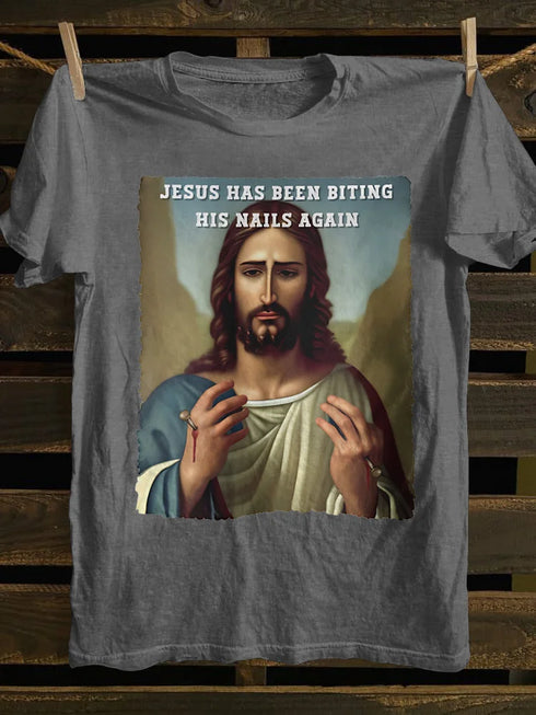 Unisex Jesus Has Been Biting His Nails Again T-shirt
