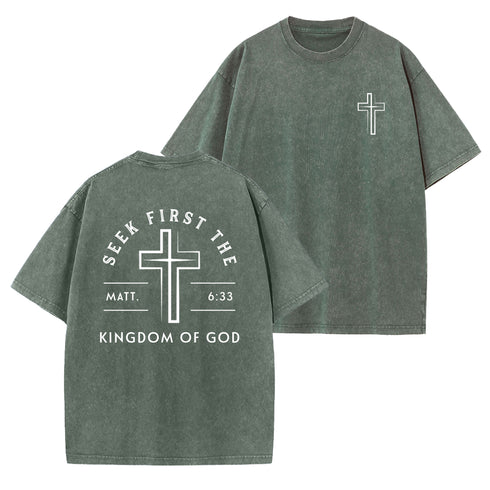Unisex Seek First The Kingdom Of God Washed T-Shirt
