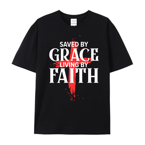 Unisex Saved By Grace Living By Faith Cotton T-Shirt