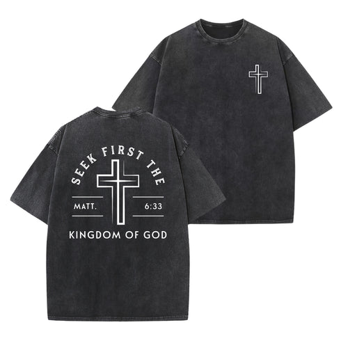 Unisex Seek First The Kingdom Of God Washed T-Shirt