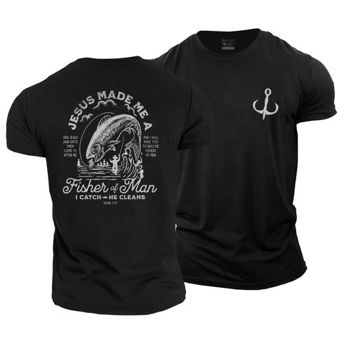 Men's Jesus Made Me A Fisherman Cotton T-Shirt
