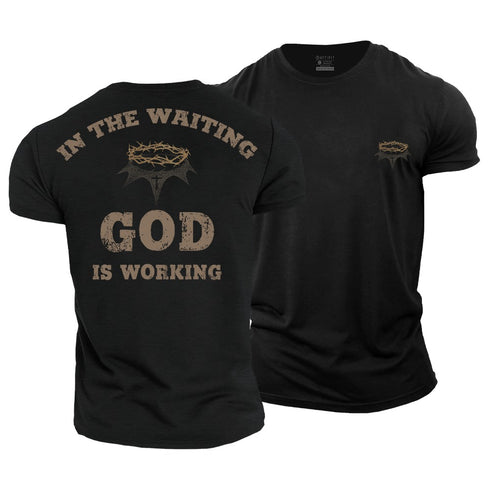 Men's In The Waiting, God Is Working Cotton T-Shirt