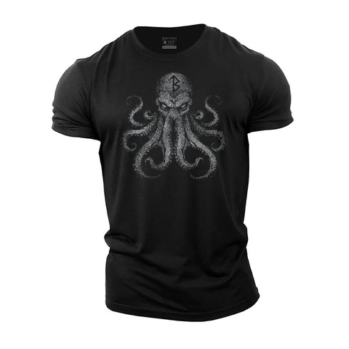 Men's Viking Rune Octopus Cotton T-Shirt