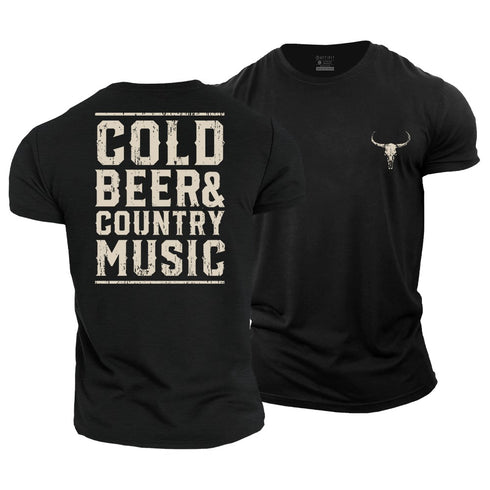 Men's Cold Beer and Country Music Cotton T-Shirt