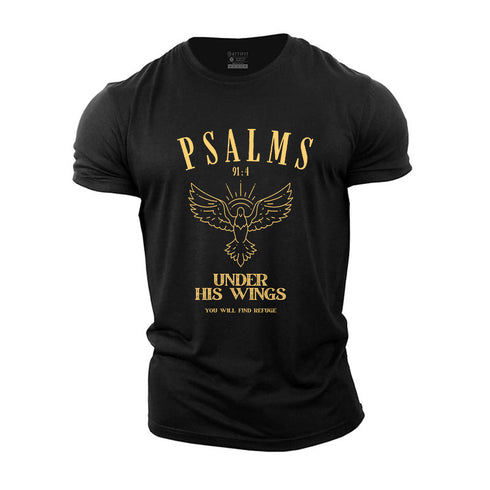 Men's PSALMS 91:4 Cotton T-Shirt