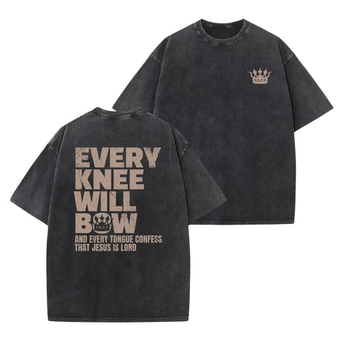 Unisex Every Knee Will Bow Washed T-Shirt