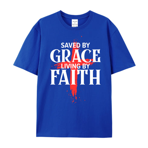 Unisex Saved By Grace Living By Faith Cotton T-Shirt