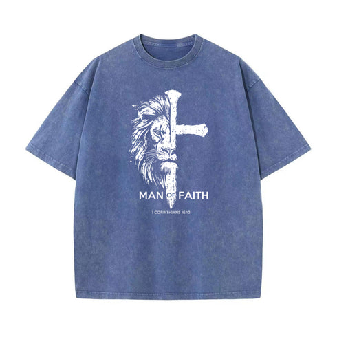 Unisex Man of Faith Washed T-Shirt