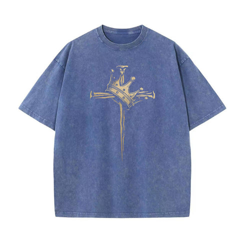 Unisex Cross Crown Washed T-Shirt