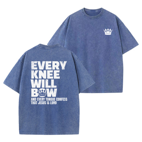 Unisex Every Knee Will Bow Washed T-Shirt