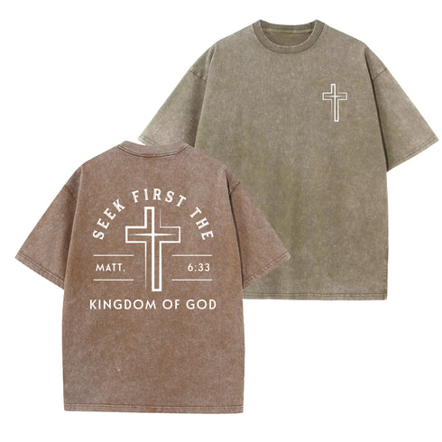 Unisex Seek First The Kingdom Of God Washed T-Shirt
