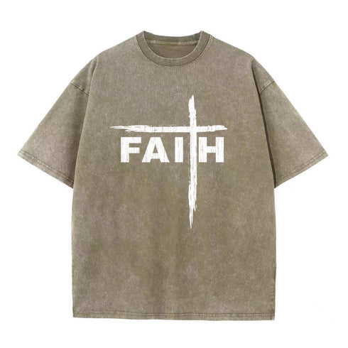 Unisex Faith Brush Stroke Washed T-Shirt