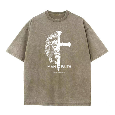 Unisex Man of Faith Washed T-Shirt