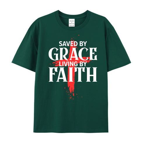 Unisex Saved By Grace Living By Faith Cotton T-Shirt
