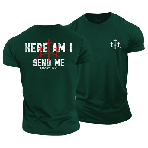 Men's Here Am I Send Me Cotton T-Shirt