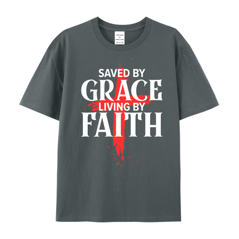 Unisex Saved By Grace Living By Faith Cotton T-Shirt