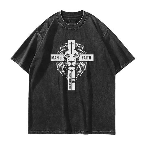 Men's Man of Faith Washed T-Shirt