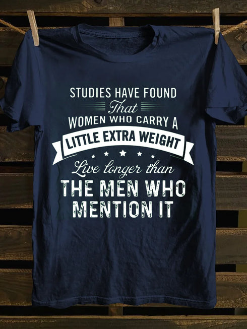 Unisex Women Who Take Extra Weight Live Longer Print T-shirt