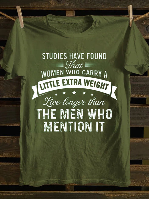 Unisex Women Who Take Extra Weight Live Longer Print T-shirt