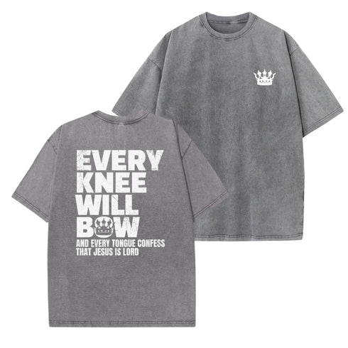 Unisex Every Knee Will Bow Washed T-Shirt