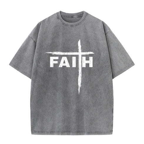 Unisex Faith Brush Stroke Washed T-Shirt