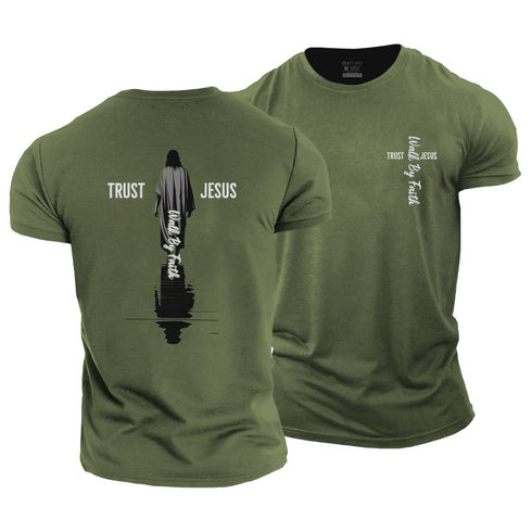 Men's Trust Jesus Walk By Faith Cotton T-Shirt