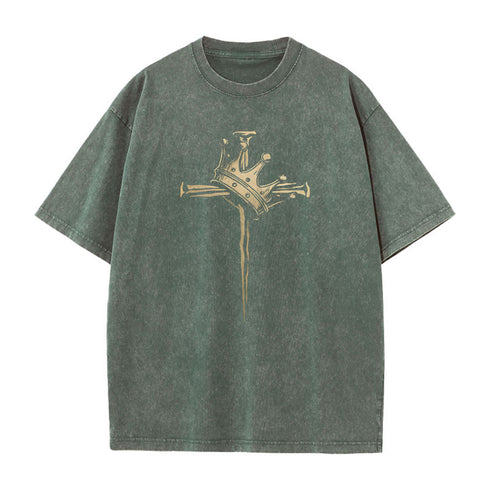 Unisex Cross Crown Washed T-Shirt