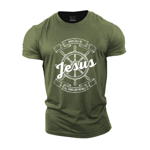 Men's When I Call On Jesus Everything Is Possible Cotton T-Shirt