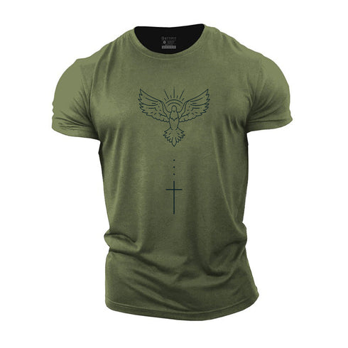 Men's Cross And Wings Cotton T-Shirt