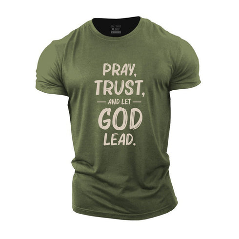 Men's Pray Trust And Let God Led Cotton T-Shirt