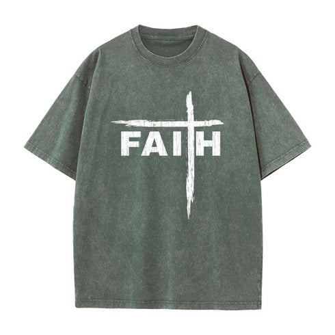 Unisex Faith Brush Stroke Washed T-Shirt
