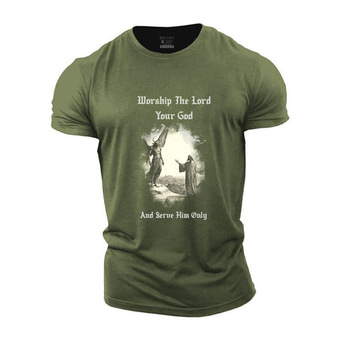 Men's Worship The Lord Your God Cotton T-Shirt