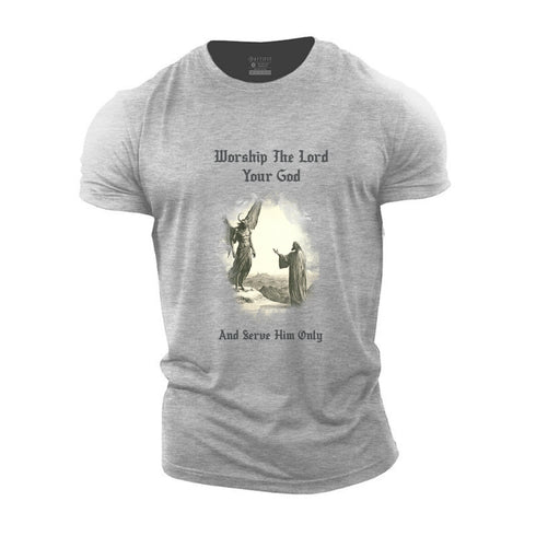 Men's Worship The Lord Your God Cotton T-Shirt