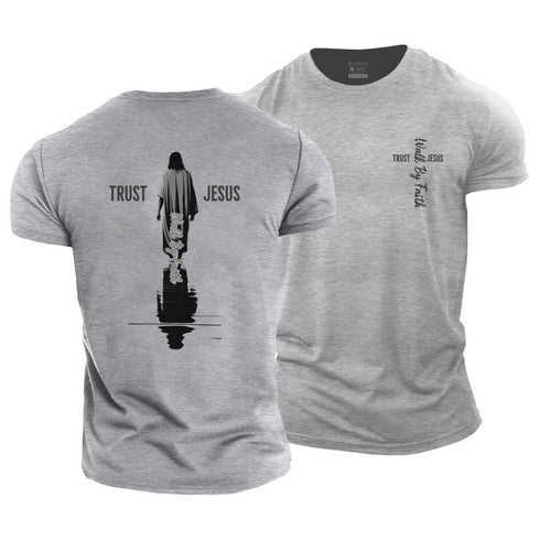 Men's Trust Jesus Walk By Faith Cotton T-Shirt