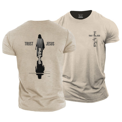 Men's Trust Jesus Walk By Faith Cotton T-Shirt