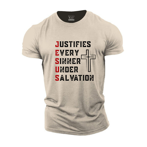 Men's Justifies Every Sinner Under Salvation Cotton T-Shirt