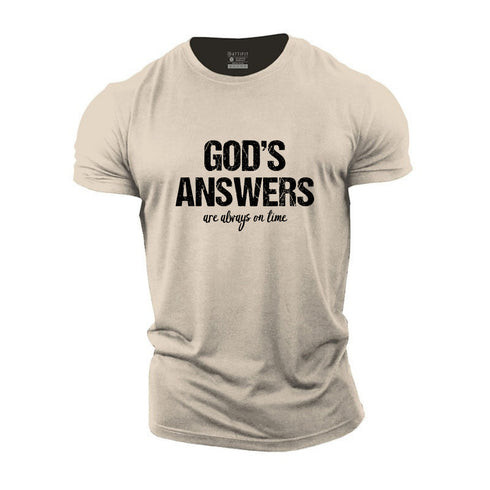 Men's God's Answers Are Always On Time Cotton T-Shirt