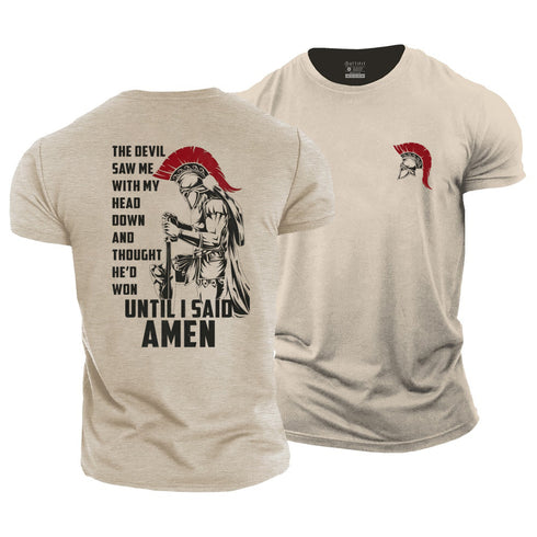 Men's He'd Won Until I Said Amen Cotton T-Shirt