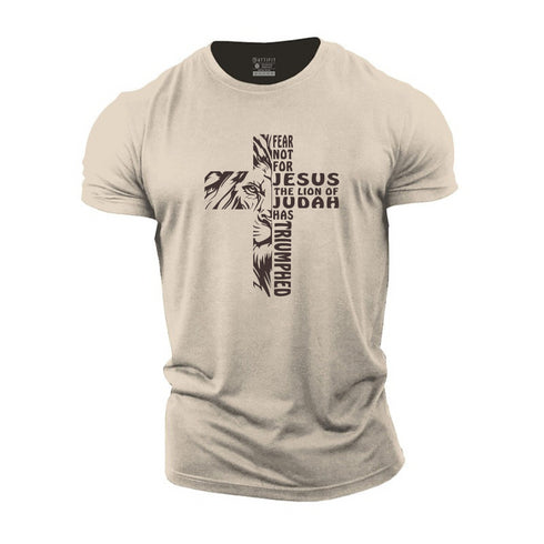 Men's Jesus And Lion Cotton T-Shirt